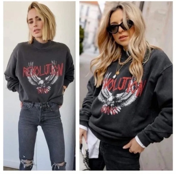 Anine Bing Saint Sweatshirt Revolution - Washed Black - Picture 5 of 11